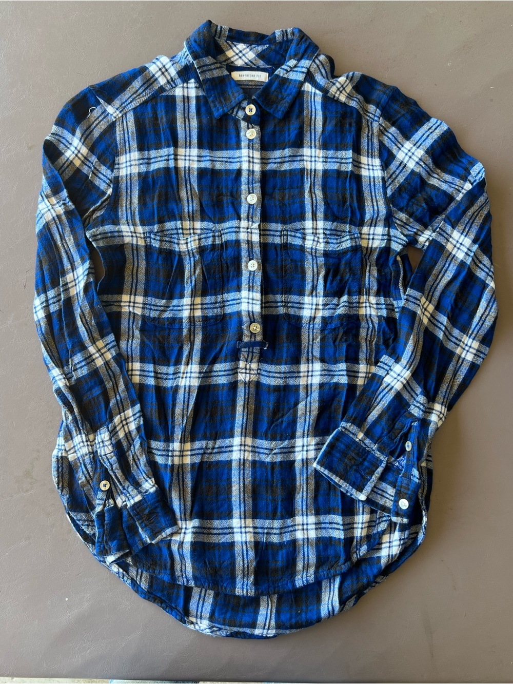 Women's Blue Plaid Button-Down Shirt - Casual Everyday